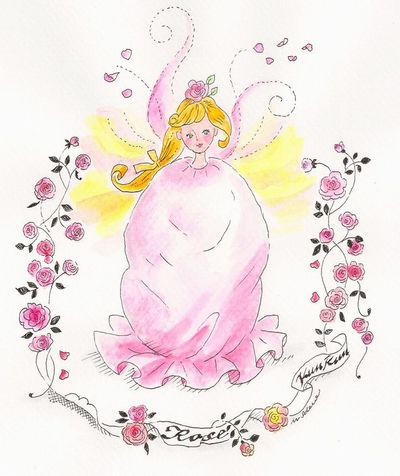 黄土ローズ(薔薇、ばら、バラ)蒸しイラスト画像